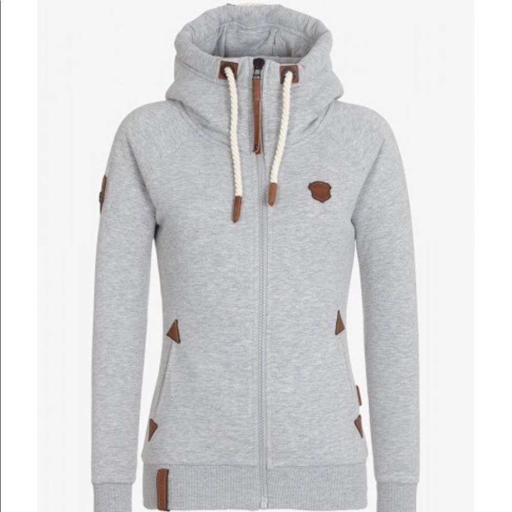 Naketano gray zip hoodie size medium